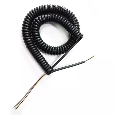 22AWG Kabel PU 4-inti Hitam Spiral Coiled Wire