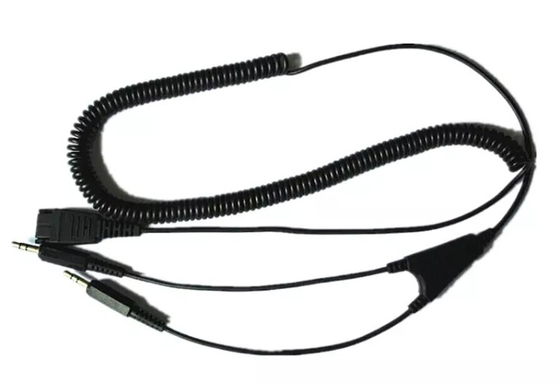 Colokan luar ruangan kabel stereo 3,5 mm 3 tiang kabel koil pegas 2 in 1 dengan rumah QD untuk kabel telepon